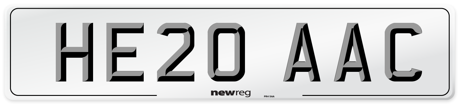 HE20 AAC Number Plate from New Reg